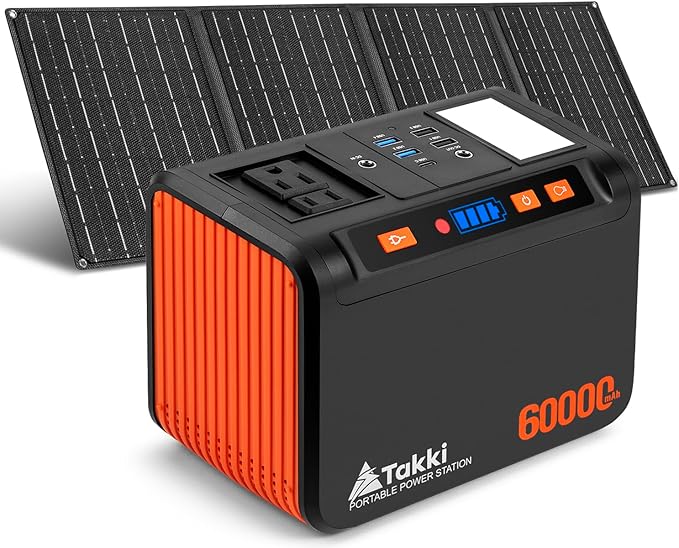 Solar Generator 250W Portable Power Station with 40W Solar Panels 222Wh Pure Sine Wave Camping Lithium Battery Power Bank with AC 110V Outlet for Camping Home Use Emergency Outdoor